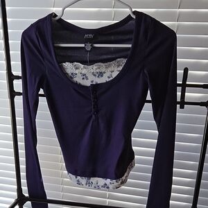 Just Polly,size Small,Purplish/Navy& Floral